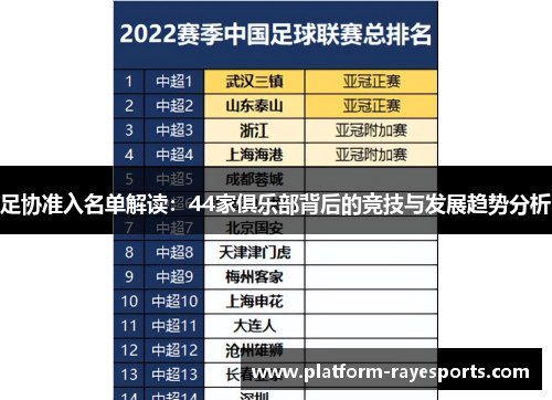 足协准入名单解读：44家俱乐部背后的竞技与发展趋势分析